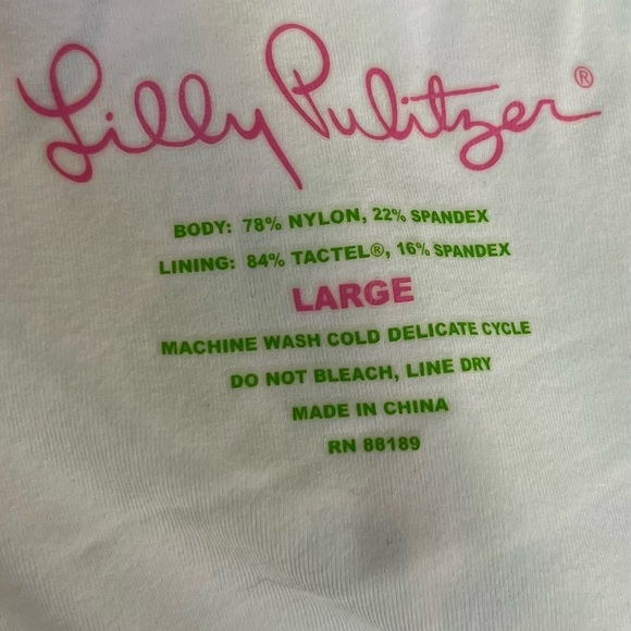 Lilly Pulitzer Blue Green Tropical Leaf Print Halter Tankini Top – Size Large - Picture 4 of 5